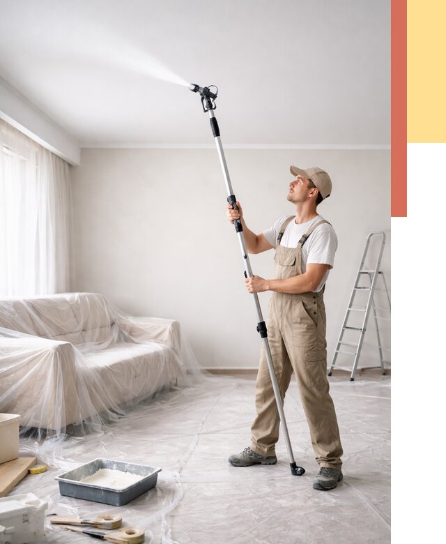 Покраска потолка краскопультом в Анжеро-Судженске от 4616 руб. быстро и недорого | ОТДЕЛОЧНИК-Нжр