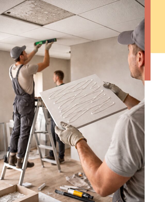 Монтаж потолочной плитки в Анжеро-Судженске от 4616 руб. — быстро и недорого | ОТДЕЛОЧНИК-Нжр