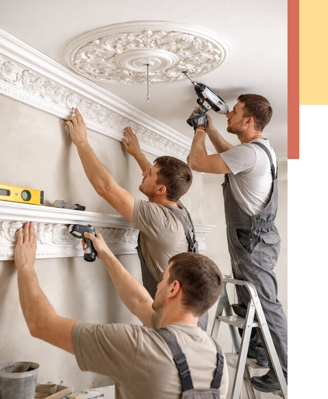 Монтаж лепнины на потолок в Анжеро-Судженске от 3282 руб. быстро и недорого | ОТДЕЛОЧНИК-Нжр